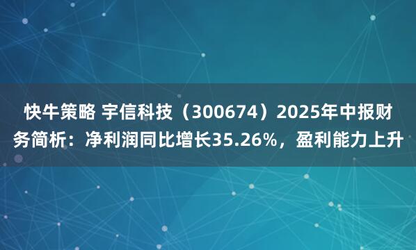 快牛策略 宇信科技（300674）2025年中报财务简析：净利润同比增长35.26%，盈利能力上升